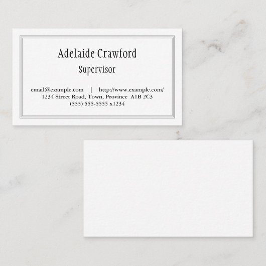 Traditioneel professioneel Visitekaartje (Voorkant / Achterkant)