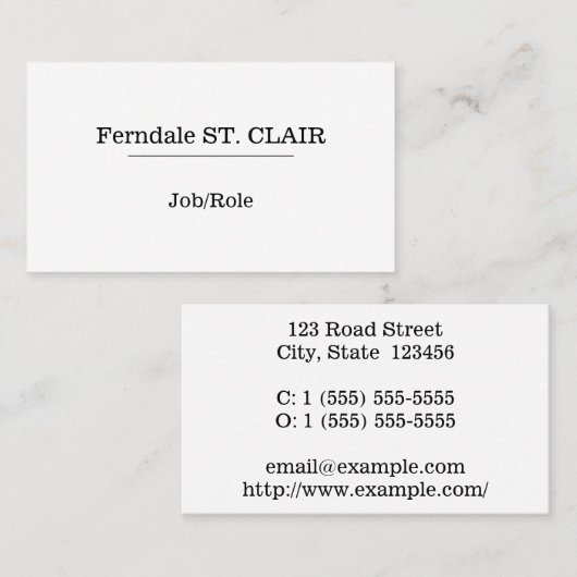 Traditioneel professioneel Visitekaartje (Voorkant / Achterkant)