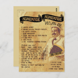 Traditioneel recept voor pecanpastaart op vakantie briefkaart