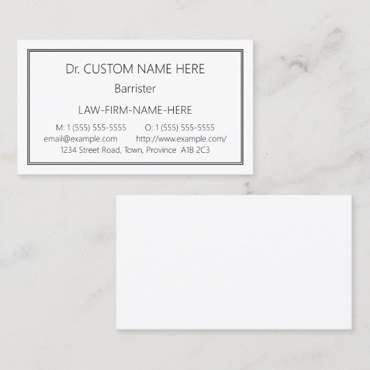 Traditioneel recht Professioneel Visitekaartje (Voorkant / Achterkant)