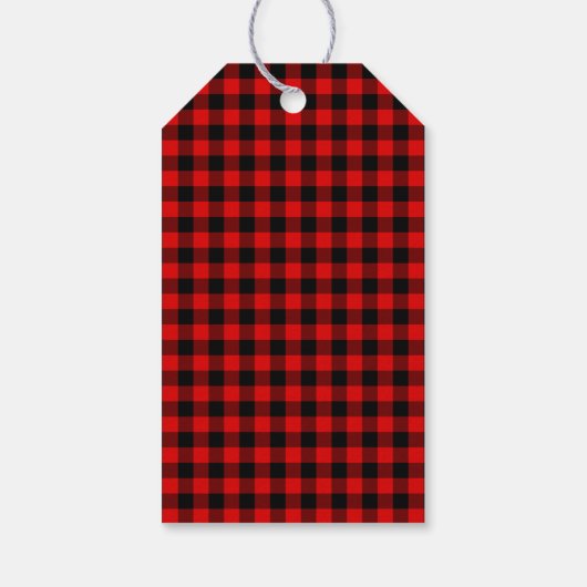Traditioneel Red Black Country Check Pset Pattern Cadeaulabel (Achterkant)