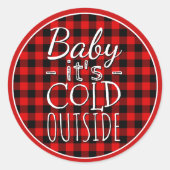 Traditioneel Red Black Country Check Pset Pattern Ronde Sticker (Voorkant)