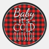 Traditioneel Red Black Country Check Pset Pattern Ronde Sticker (Voorkant)