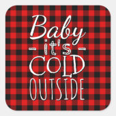 Traditioneel Red Black Country Check Pset Pattern Vierkante Sticker (Voorkant)