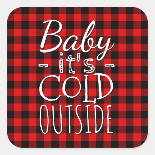 Traditioneel Red Black Country Check Pset Pattern Vierkante Sticker (Voorkant)