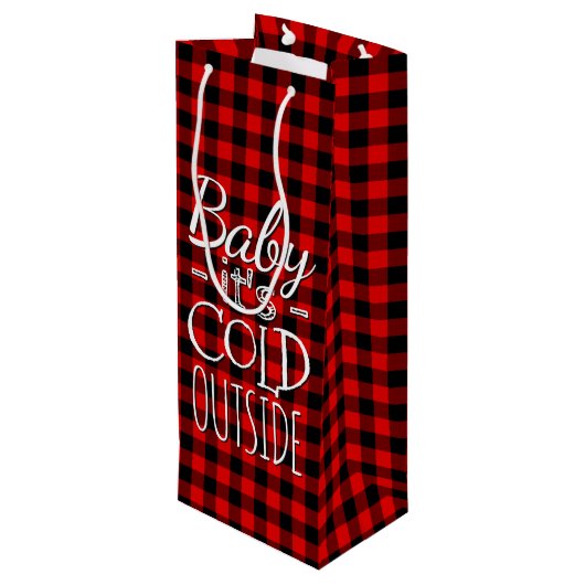 Traditioneel Red Black Country Check Pset Pattern Wijn Cadeautas (Achterkant Gekanteld)