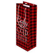 Traditioneel Red Black Country Check Pset Pattern Wijn Cadeautas (Voorkant Gekanteld)