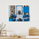 Traditioneel restaurant Oia Santorini Griekenland Poster (Keuken)