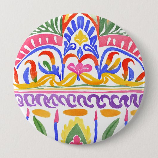 traditioneel Roemeens decor Ronde Button 4,0 Cm (Voorkant)
