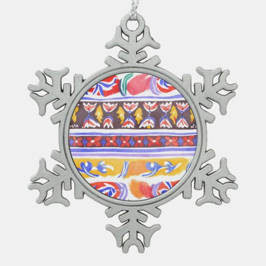 traditioneel Roemeens decor Tin Sneeuwvlok Ornament (Voorkant)