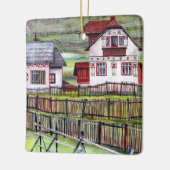 Traditioneel Roemeens huis - Waterverf schilderije Keramisch Ornament (Links)