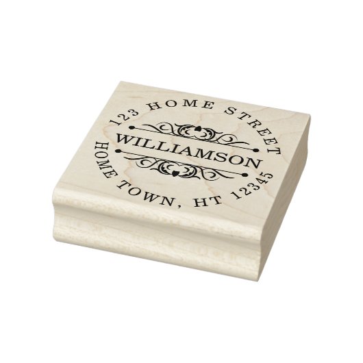 Traditioneel Rond Bloemend Retouradres Rubberstempel (Stempel)
