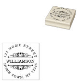 Traditioneel Rond Bloemend Retouradres Rubberstempel (Gestempeld)