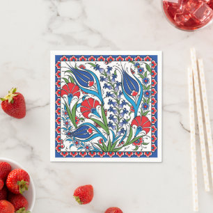 Traditioneel rood-blauwe bloemmotief Turkse Ottoma Servet