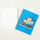 Traditioneel rood Chinees jonken schip op blauwe g Planner (Display)