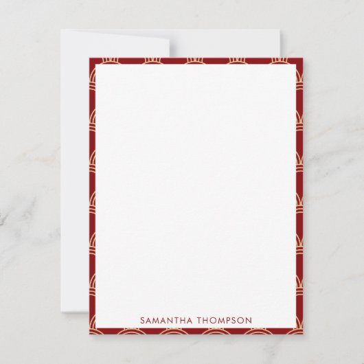 Traditioneel rood en goud Chinees patroon Aangepas Notitiekaartje (Voorkant)