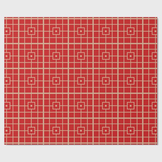 Traditioneel rood en goudChinees geometrisch patro Cadeaupapier (Vlak)