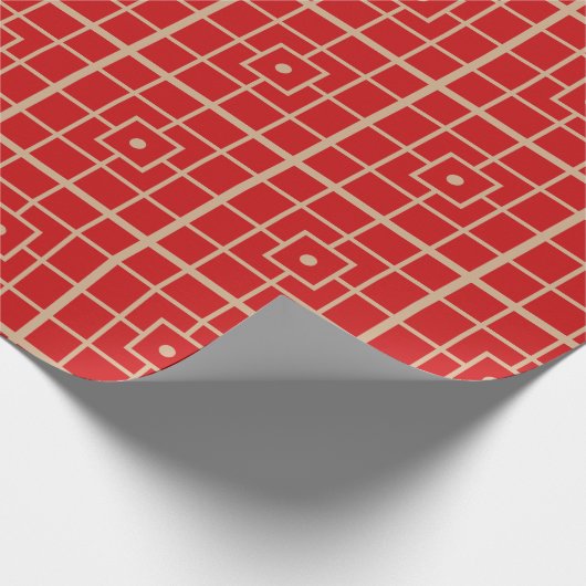 Traditioneel rood en goudChinees geometrisch patro Cadeaupapier (Hoek)