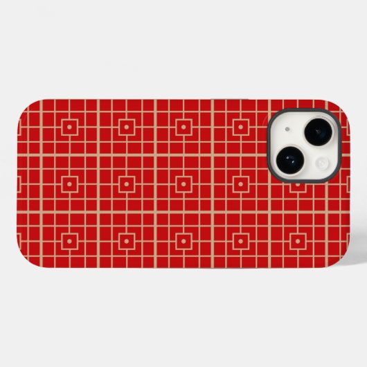 Traditioneel rood en goudChinees geometrisch patro Case-Mate iPhone Case (Achterkant (horizontaal))