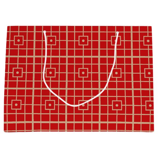 Traditioneel rood en goudChinees geometrisch patro Groot Cadeauzakje (Voorkant)