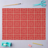 Traditioneel rood en goudChinees geometrisch patro Tissuepapier (Craft)