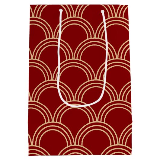 Traditioneel rood- en goudpatroon medium cadeauzakje (Achterkant)