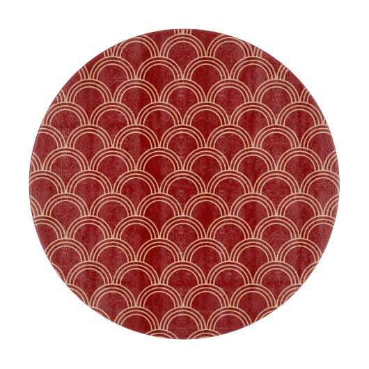 Traditioneel rood- en goudpatroon snijplank (Voorkant)