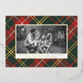 Traditioneel Rood en Groen Plaid Folie Feestdagenkaart (Voorkant)