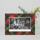 Traditioneel Rood en Groen Plaid Folie Feestdagenkaart (Staand Voorkant)