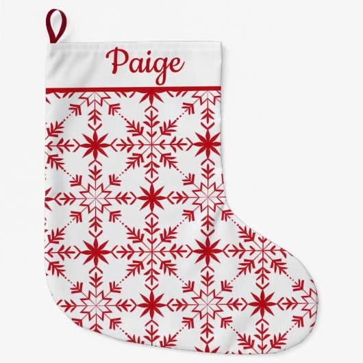 Traditioneel rood en wit Scandinavisch patroon Grote Kerstsok (Voorkant)