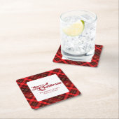 Traditioneel rood geruite vierkant kerstfeest kartonnen onderzetters (Insitu)