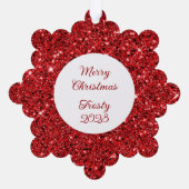 Traditioneel rood glitter Afbeelding Lijst Ornament Kaart (Achterkant)