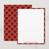 Traditioneel rood & goud Chinees patroon Aangepast Notitiekaartje (Voorkant / Achterkant)