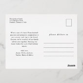 Traditioneel rood groen geplakt vrolijk kerstfeest folie feestdagen briefkaart (Achterkant)