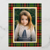 Traditioneel rood groen geplakt vrolijk kerstfeest folie feestdagen briefkaart (Voorkant)