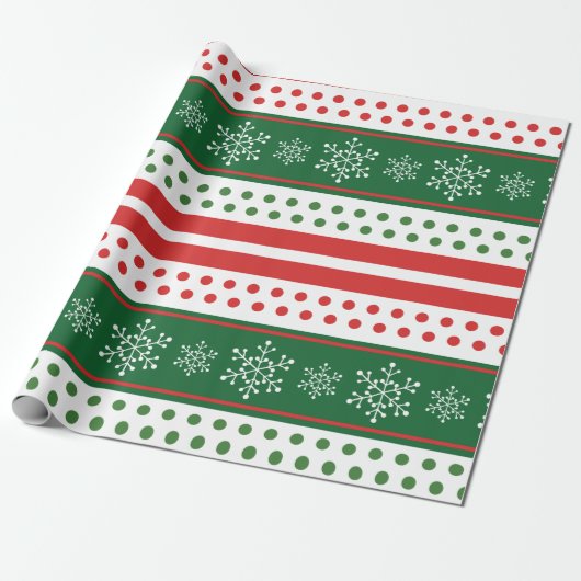 Traditioneel rood groen kerstcadeaupapier cadeaupapier (Uitgerold)