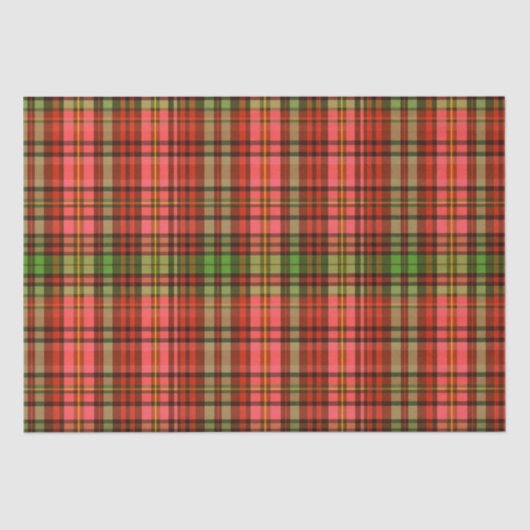 Traditioneel rood groen roze geplakt kerstpatroon tissuepapier (Voorkant)