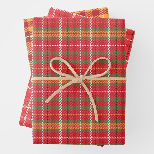 Traditioneel rood groen Sinaasappel twill plakpatr Inpakpapier Vel (In situ)