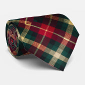 Traditioneel rood-groen tartan geruit stropdas (Opgerold)
