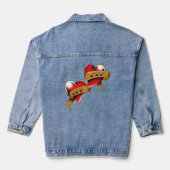 Traditioneel rood hart Moeder Vader banner tattoo Denim Jacket (Achterkant)