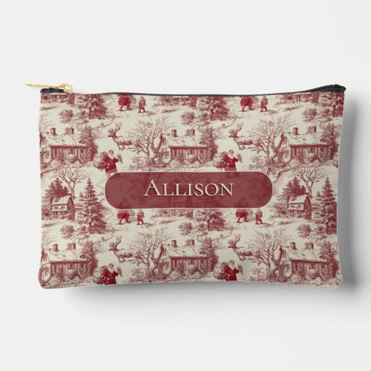 Traditioneel rood met crème toile de Jouy met Kers Etui (Voorkant)