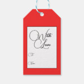 Traditioneel rood met liefdescadeaus Labels Cadeaulabel (Voorkant)