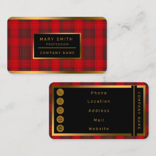 Traditioneel rood Plaid Tartan Modern Collectie Visitekaartje