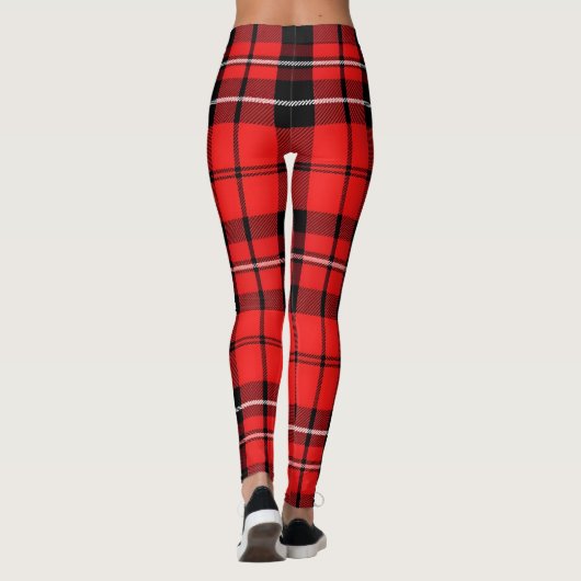 Traditioneel rood Plaid Tartan Populair Collectie Leggings (Achterkant)