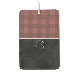Traditioneel rood tartan geruit met monogrammen luchtverfrisser