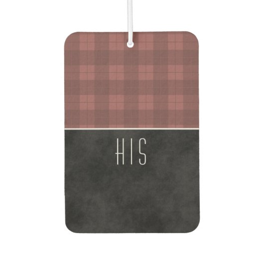 Traditioneel rood tartan geruit met monogrammen luchtverfrisser (Voorkant)