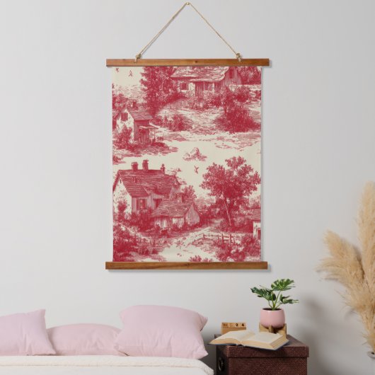 Traditioneel rood toile - Pastoraal & Architectura Hangend Wandkleed (Slaapkamer)