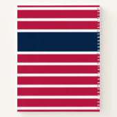 Traditioneel Rood Wit en Blauw Gestreept met Naam Notitieboek (Achterkant)