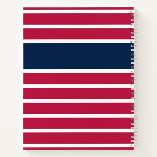 Traditioneel Rood Wit en Blauw Gestreept met Naam Notitieboek (Achterkant)