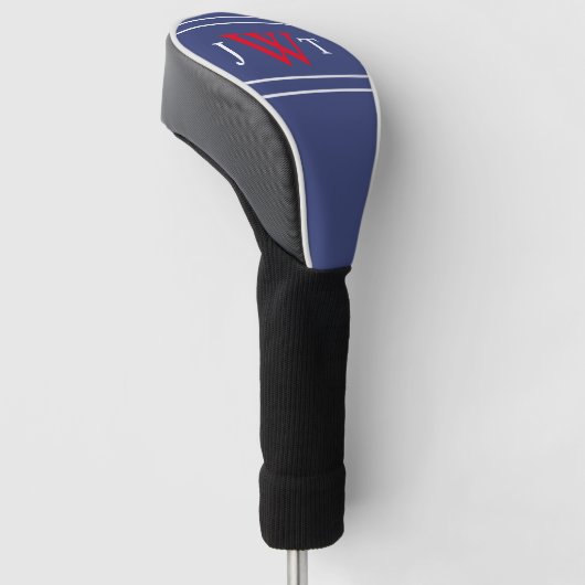 Traditioneel rood wit en blauw monogram golfheadcover (Schuin)